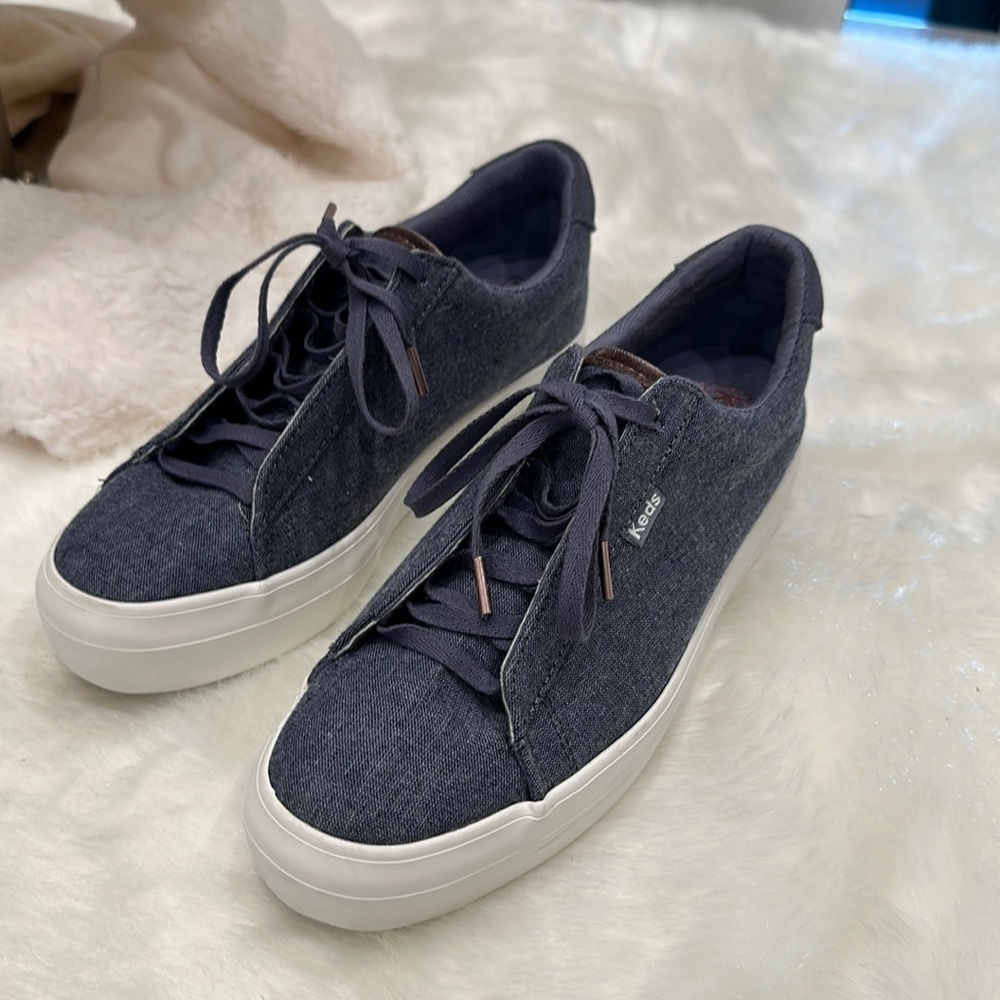Keds Rise Metro Denim In Indigo Size 6 Woman's Platform Canvas Sneakers NWOT